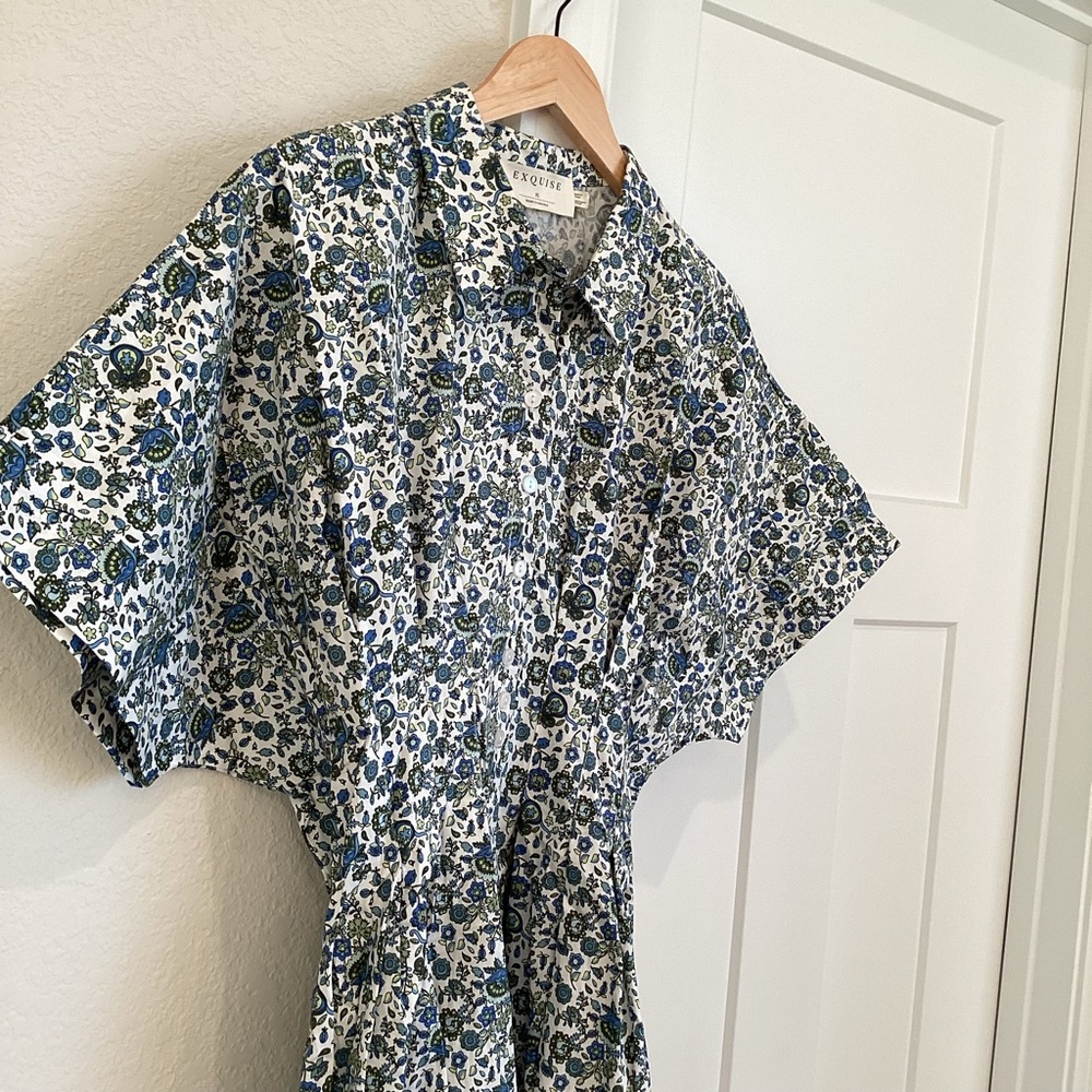 Exquise Tobie Mini Shirt Dress Anthropologie NWT Sz L Sz XL Floral - Picture 5 of 13